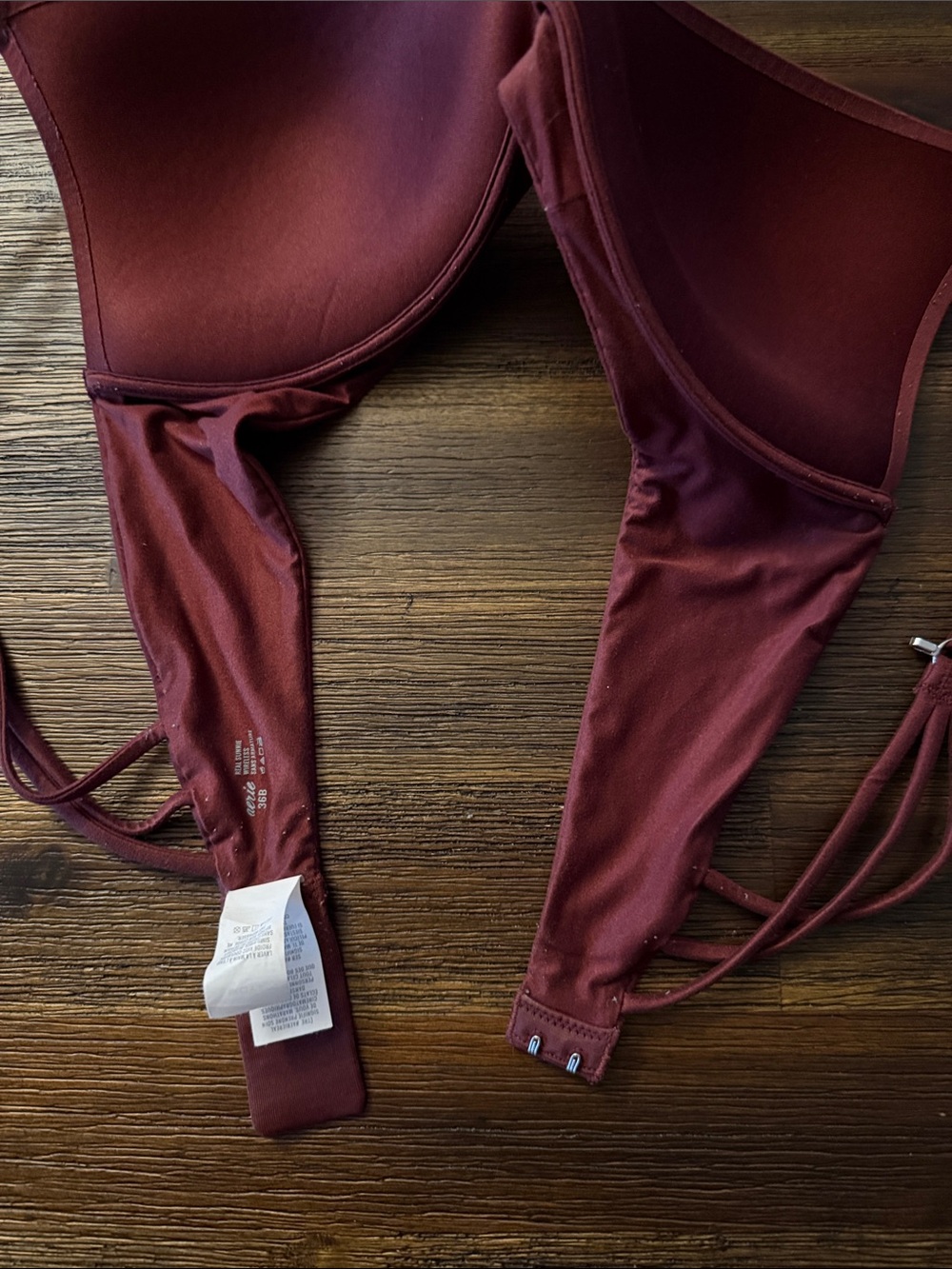 American Eagle Aerie Real Sunnie Wireless Push Up Bra Burgundy 36B - Picture 11 of 11